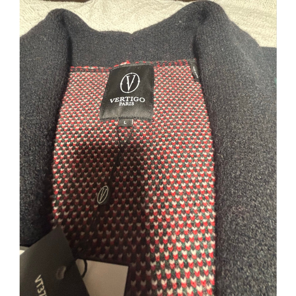 NWT Vertigo Paris Black, Red & White Rosette Knit Cardigan Sz Large - Picture 5 of 11